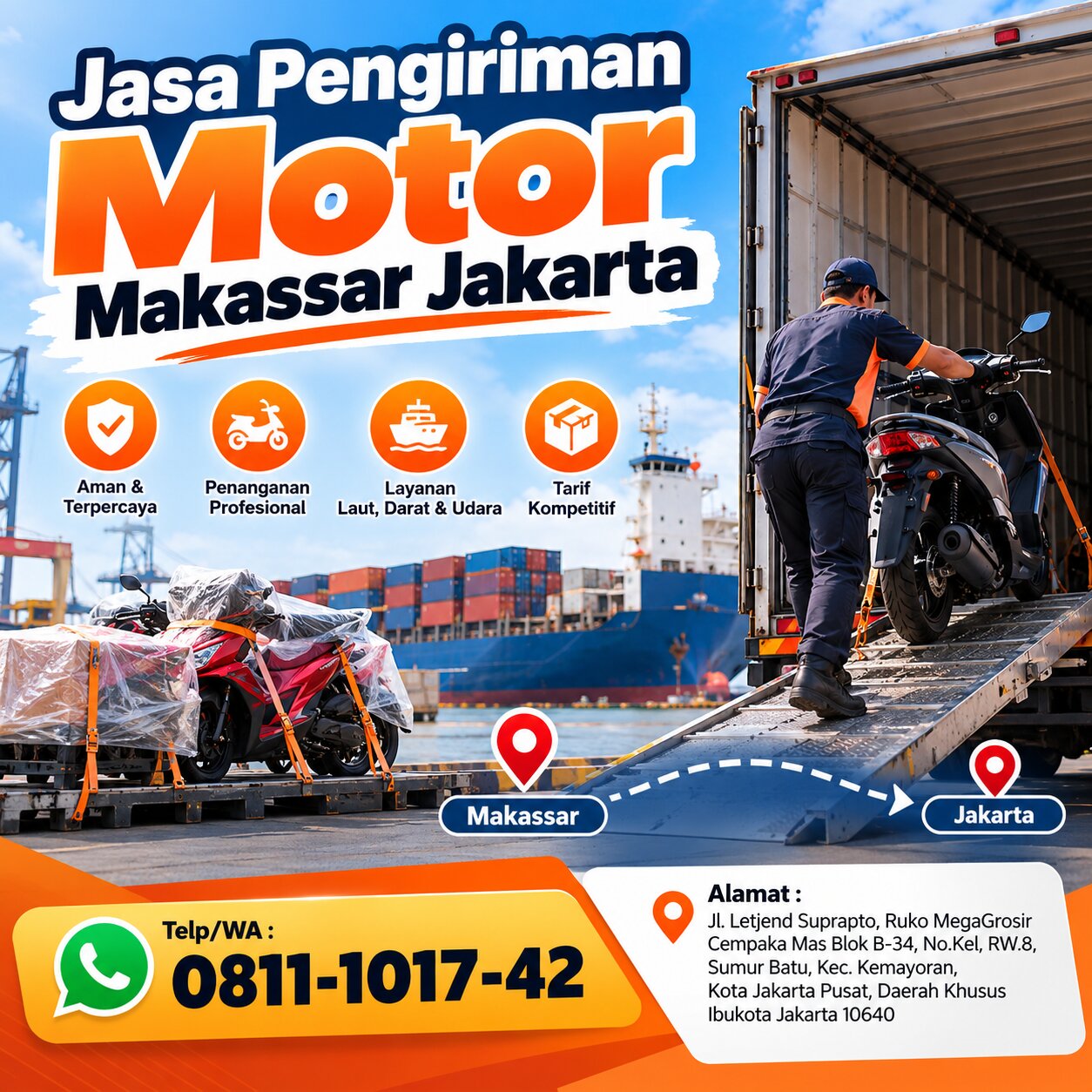 Jasa Pengiriman Motor Makassar Jakarta